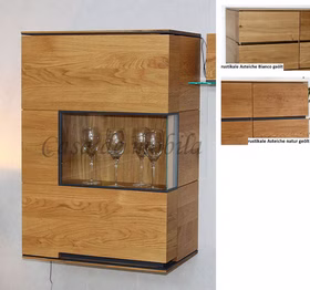 Hängevitrine 60x88x38cm ACERRO links rustikale Asteiche massiv Hängevitrine 60x88x38cm ACERRO links rustikale Asteiche massiv