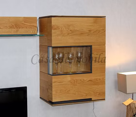 Hängevitrine 60x88x38cm ACERRO rechts rustikale Asteiche massiv