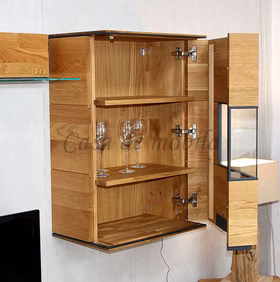 Hängevitrine 60x88x38cm ACERRO rechts rustikale Asteiche massiv