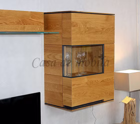 Hängevitrine 60x88x38cm ACERRO rechts rustikale Asteiche massiv