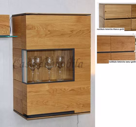 Hängevitrine 60x88x38cm ACERRO rechts rustikale Asteiche massiv