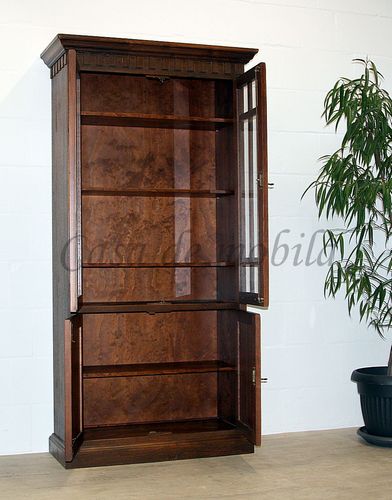 Vitrine 108x214x46cm SIESTA Pinien nussbaumfarben lackiert
