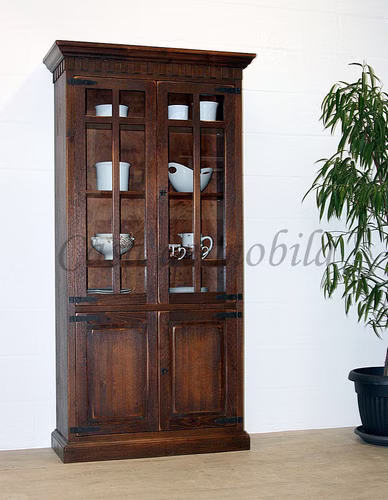 Vitrine 108x214x46cm SIESTA Pinien nussbaumfarben lackiert Vitrinenschrank breit 108x214x46cm SANTIAGO Pinie nussbaumfarben lackiert casademobila Goslar