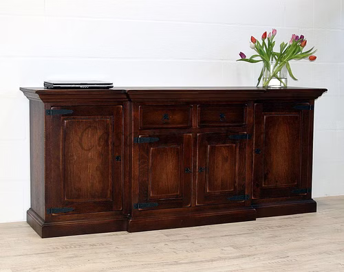 Sideboard 195x84x46cm Siesta Pinie massiv dunkelbraun nussbaumfarben kolonial Massivholz Sideboard 195x84x46cm Siesta Pinie massiv dunkelbraun nussbaumfarben kolonial Casademobila Goslar