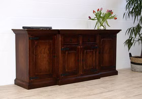Massivholz Kommode breite 195x84x46cm Siesta Pinie massiv dunkelbraun nussbaumfarben kolonial Casademobila Goslar