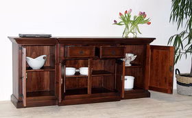 Massivholz Anrichte 195x84x46cm Siesta Pinie massiv dunkelbraun nussbaumfarben kolonial Casademobila Goslar Massivholz Anrichte 195x84x46cm Siesta Pinie massiv dunkelbraun nussbaumfarben kolonial Casademobila Goslar