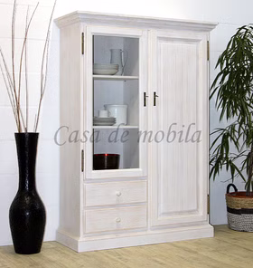 Masivholz Highboard Landhaus PINEA Pinie massiv weiß gebürstet casademobila Goslar
