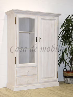 Landhaus Highboard 121x170x46cm PINEA Pinie massiv weiß gebürstet casademobila Goslar