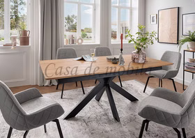 Ausziehtisch 160/245x76x90cm, Metallbeine Wildeiche massiv geölt Massivholz ausziehbarer Küchentisch mit metallbeinen 160/245x76x90cm Wildeiche massiv geölt casademobila Goslar