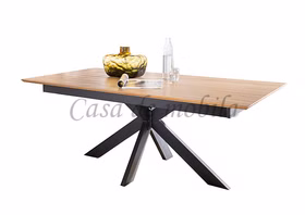 Ausziehtisch 160/245x76x90cm, Metallbeine Wildeiche massiv geölt Massivholz tisch ausziehbar mit Metallbeine 160/245x76x90cm Wildeiche massiv geölt casademobila Goslar