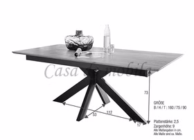 Ausziehtisch 160/245x76x90cm, Metallbeine Wildeiche massiv geölt Massivholz ausziehbarer Küchentisch mit metallbeinen 160/245x76x90cm Wildeiche massiv geölt casademobila Goslar