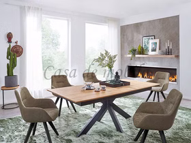 Ausziehtisch 160/245x76x90cm, Metallbeine Wildeiche massiv geölt Massivholz ausziehbarer Küchentisch mit metallbeinen 160/245x76x90cm Wildeiche massiv geölt casademobila Goslar