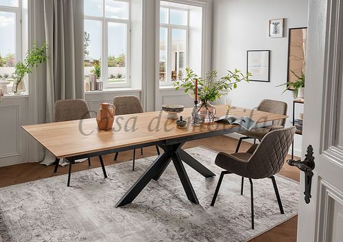 Tisch ausziehbar 180/265x76x100cm Wildeiche massiv geölt