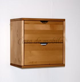 Massivholz Hängeregal mit Schubladen TOM 39x39x26cm Fichte massiv gelaugt geölt Casa de mobila Goslar