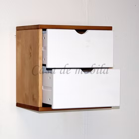 Hängekasten 39x39x26cm TOM Fichte massiv 2farbig gelaugt geölt / weiß