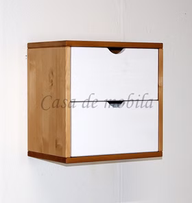 Hängekasten 39x39x26cm TOM Fichte massiv 2farbig gelaugt geölt / weiß