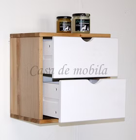 Hängeschrank mit Schubladen TOM 39x39x26cm Kernbuche massiv natur geölt Fichte weiß Casa de mobila Goslar