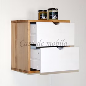 Hängende regal mit Schubladen TOM 39x39x26cm Kernbuche massiv natur geölt Fichte weiß Casa de mobila Goslar