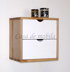 Hängeregal mit Schubladen TOM 39x39x26cm Kernbuche massiv natur geölt Fichte weiß Casa de mobila Goslar