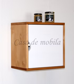 Hängekasten 39x39x26cm TOM Fichte massiv 2farbig gelaugt geölt / weiß