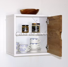 Massivholz würfelregal wand mit Tür TOM 39x39x26cm Fichte weiß Wildeiche natur geölt Casa de mobila Goslar