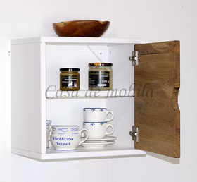 Massivholz Hängeschrank mit Tür TOM 39x39x26cm Fichte weiß Wildeiche natur geölt Casa de mobila Goslar