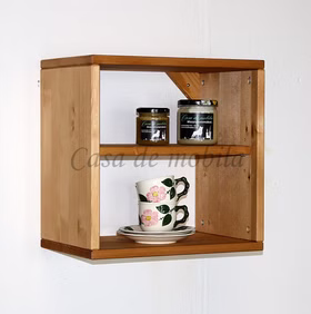 Massivholz Hängeregal mit Einlegeboden TOM 39x39x26cm Fichte massiv gelaugt geölt Casa de mobila Goslar