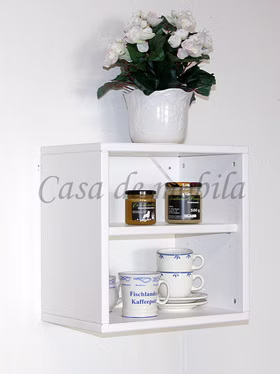 Massivholz Hängewürfel mit Einlegeboden TOM 39x39x26cm Fichte massiv weiß gewachst Casa de mobila Goslar