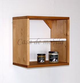 Hängeregal 39x39x26cm TOM Fichte massiv 2farbig gelaugt geölt / weiß