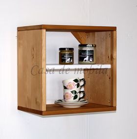 Hängeregal 39x39x26cm TOM Fichte massiv 2farbig gelaugt geölt / weiß