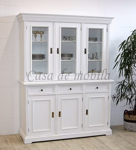 Massivholz Küchenbuffet 149x190x50cm VICTORIA Fichte massiv antik weiß Vintage casa de mobila Goslar