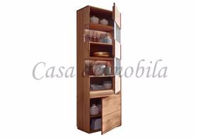 Schmaler schrank mit glastüren I mit Beleuchtung 63x207x44cm OKER Kernbuche massiv natur geölt Casa de mobila Goslar Schmaler schrank mit glastüren I mit Beleuchtung 63x207x44cm OKER Kernbuche massiv natur geölt Casa de mobila Goslar