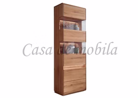 Schmaler Vitrinenschrank I mit Beleuchtung 63x207x44cm OKER Kernbuche massiv natur geölt Casa de mobila Goslar Schmaler Vitrinenschrank I mit Beleuchtung 63x207x44cm OKER Kernbuche massiv natur geölt Casa de mobila Goslar