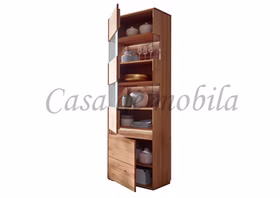 Wohnzimmerschrank mit glastüren I mit Beleuchtung 63x207x44cm OKER Kernbuche massiv natur geölt Casa de mobila Goslar Wohnzimmerschrank mit glastüren I mit Beleuchtung 63x207x44cm OKER Kernbuche massiv natur geölt Casa de mobila Goslar