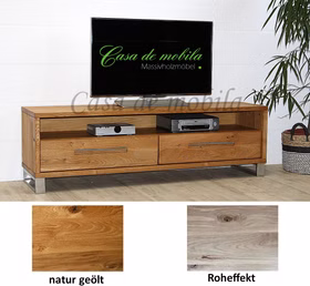 Massivholz TV-Lowboard mit metallbeine chrom 164x50x42cm SOUL Balkeneiche massiv natur oder Roheffekt geölt Casademobila Goslar Massivholz TV-Lowboard mit metallbeine chrom 164x50x42cm SOUL Balkeneiche massiv natur oder Roheffekt geölt Casademobila Goslar