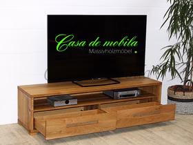TV-Board 164x42x42cm SOUL Eiche Rustikal geölt Edelstahl-Griffe Massivholz Fernsehkommode Edelstahl Griffe SOUL 164x42x42cm Rustikale Wildeiche massiv geölt Casademobila Goslar
