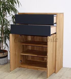 Anrichte mit 2 Schubladen grau CONTRA 89x123x46cm Wildeiche massiv natur geölt Casa de mobila Goslar Anrichte mit 2 Schubladen grau CONTRA 89x123x46cm Wildeiche massiv natur geölt Casa de mobila Goslar