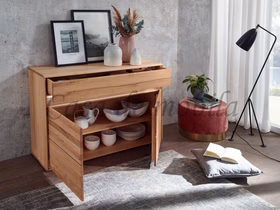 Massivholz Anrichte II mit Beleuchtung OKER 123x86x44cm Kernbuche massiv natur geölt Casademobila Goslar