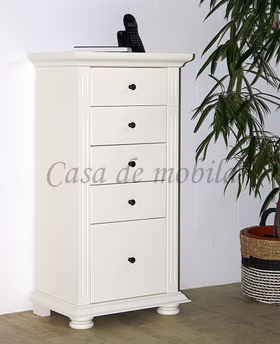 Schubladenkommode 55x106x37cm MONA Fichte altweiß lackiert Massivholz kommode mit schubladen MONA 55x106x37cm Fichte massiv cremeweiß Landhausstil Casa de mobila Goslar