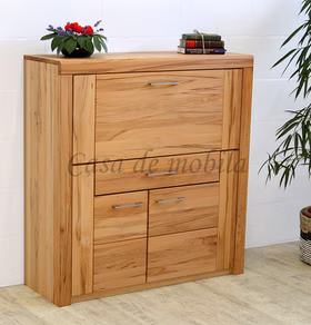 Massivholz Schreibschrank breit SKYLINE Kernbuche massiv natur geölt Casa de mobila Goslar