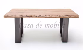 Massivholz Beistelltisch mit Baumkante und Metallbeine CARTAGENA Akazie massiv natur lackiert casademobila Goslar