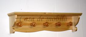 Wandgarderobe mit Hutablage DECOR 117x30x23cm Pappel massiv natur lackiert Casa de mobila Goslar