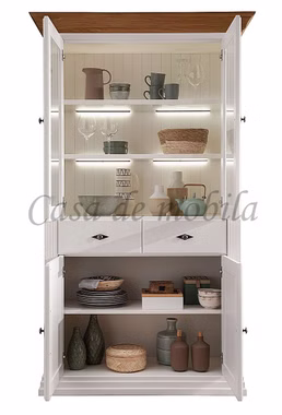 Landhaus schrank mit glastüren Country Home breit weiss lackiert holz Wildeiche massiv geölt casademobila Goslar