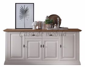 Sideboard 202x91x45cm COUNTRY HOME Kiefer weiß Eiche geölt breite kommode 4 türig Country Home Landhaus weiss holz Wildeiche massiv geölt casademobila Goslar