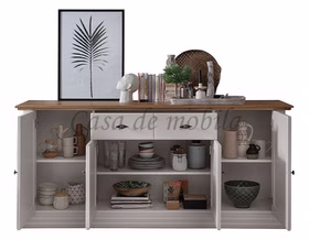 Sideboard 202x91x45cm COUNTRY HOME Kiefer weiß Eiche geölt Geschirrkommode 4 türig Country Home Landhaus weiss holz Wildeiche massiv geölt casademobila Goslar