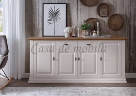 Sideboard 202x91x45cm COUNTRY HOME Kiefer weiß Eiche geölt Massivholz Sideboard 4 türig Country Home Landhaus weiss holz Wildeiche massiv geölt casademobila Goslar
