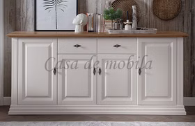 Sideboard 202x91x45cm COUNTRY HOME Kiefer weiß Eiche geölt Massivholz Sideboard 4 türig Country Home kiefer weiss lackiert Wildeiche massiv geölt casademobila Goslar