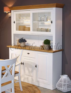 Buffetschrank 160x199x45cm COUNTRY HOME Kiefer weiß Eiche geölt Massivholz Buffetschrank mit Schiebetüren weiß Holz Wildeiche massiv natur geölt von Casa de mobila Goslar