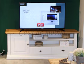 TV-Board 178x67x45cm COUNTRY HOME Kiefer weiß,Eiche geölt TV-Schrank breit COUNTRY HOME 178x67x45cm Kiefer massiv weiß lackiert Wildeiche massiv geölt von Casa de mobila