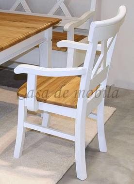 Armlehnstuhl 55x95x56cm COUNTRY HOME Kiefer weiß,Eiche geölt Armlehnstuhl COUNTRY HOME 55x95x56cm Kiefer massiv weiß Wildeiche geölt, 1036222001 von Casa de mobila Goslar